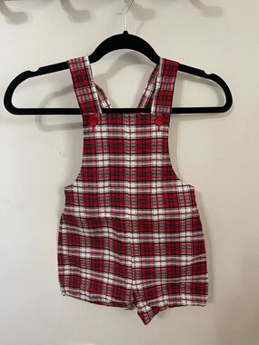 1960s Merry Mites plaid overalls shorts